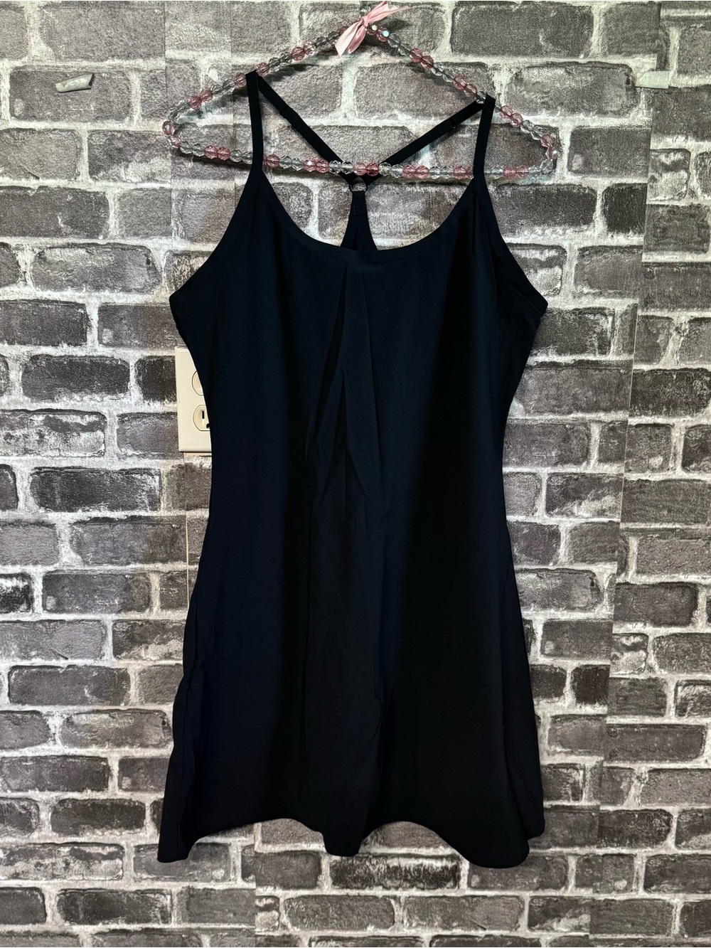 Outdoor Voices athletic dress black nylon built in shorts